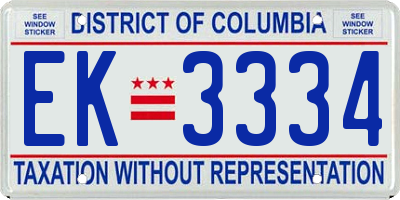 DC license plate EK3334