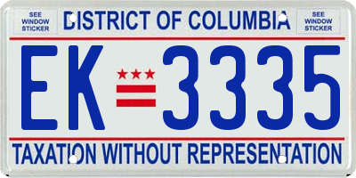 DC license plate EK3335