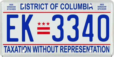 DC license plate EK3340