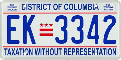 DC license plate EK3342