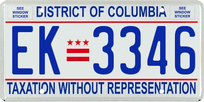 DC license plate EK3346