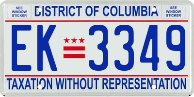 DC license plate EK3349