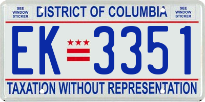 DC license plate EK3351
