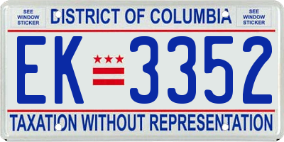 DC license plate EK3352