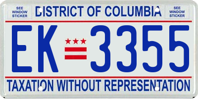 DC license plate EK3355