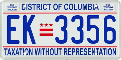 DC license plate EK3356