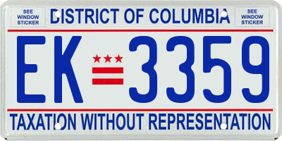 DC license plate EK3359