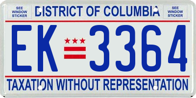 DC license plate EK3364