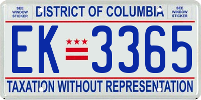 DC license plate EK3365