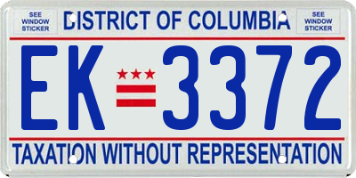 DC license plate EK3372