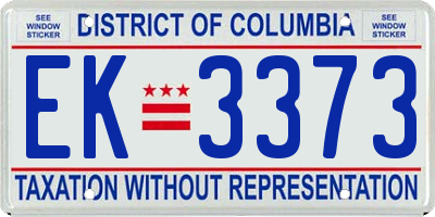 DC license plate EK3373