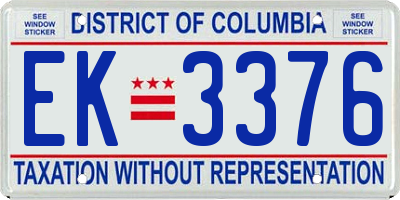 DC license plate EK3376