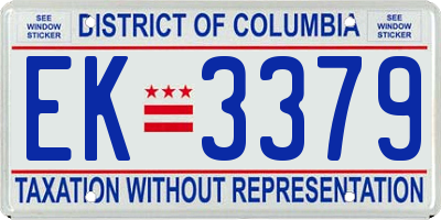 DC license plate EK3379