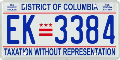 DC license plate EK3384