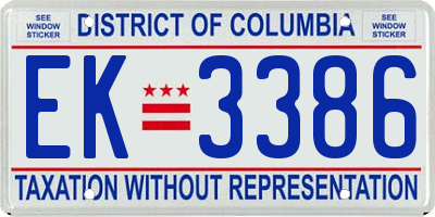 DC license plate EK3386