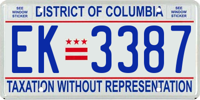 DC license plate EK3387