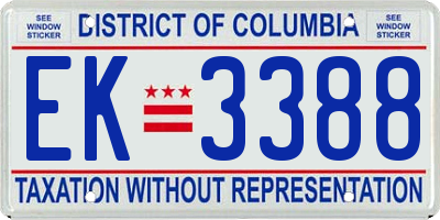 DC license plate EK3388