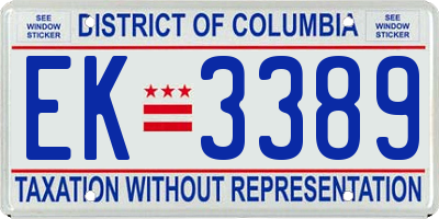 DC license plate EK3389