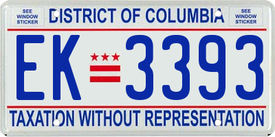 DC license plate EK3393