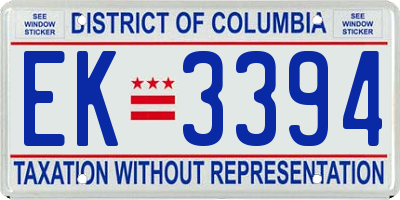 DC license plate EK3394