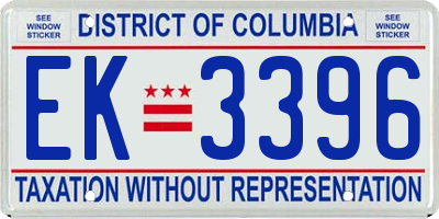 DC license plate EK3396