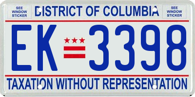 DC license plate EK3398