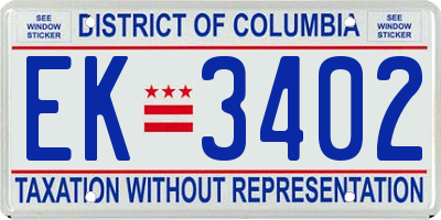 DC license plate EK3402