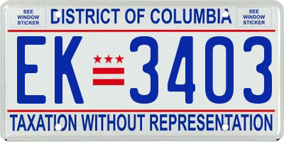 DC license plate EK3403