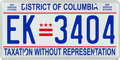 DC license plate EK3404
