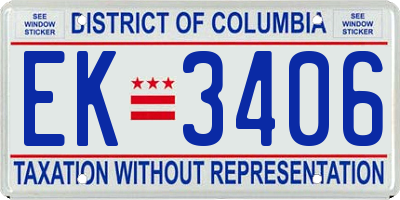 DC license plate EK3406