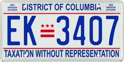 DC license plate EK3407