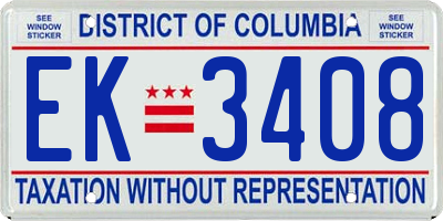 DC license plate EK3408