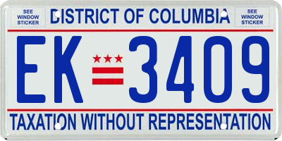 DC license plate EK3409