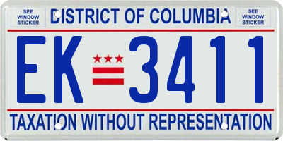 DC license plate EK3411