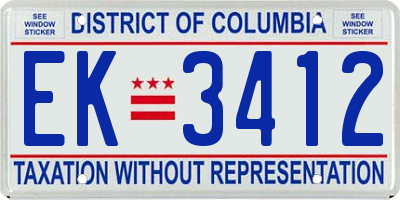 DC license plate EK3412