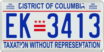 DC license plate EK3413