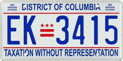 DC license plate EK3415