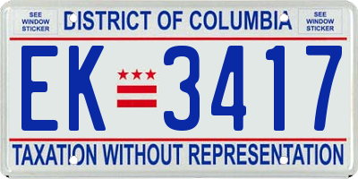 DC license plate EK3417