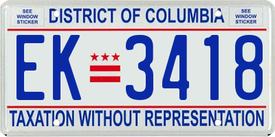 DC license plate EK3418