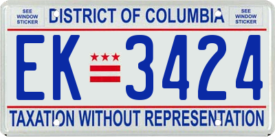 DC license plate EK3424