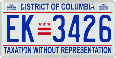 DC license plate EK3426