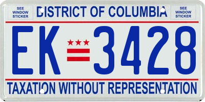 DC license plate EK3428