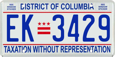 DC license plate EK3429