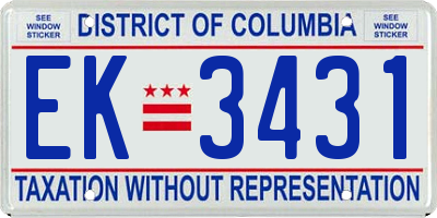 DC license plate EK3431