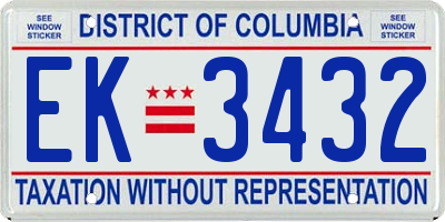 DC license plate EK3432