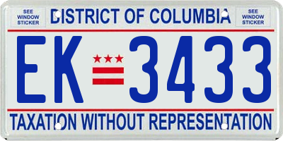 DC license plate EK3433