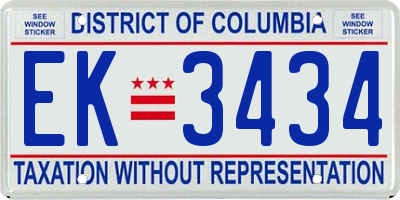 DC license plate EK3434