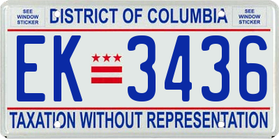 DC license plate EK3436