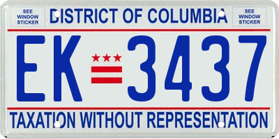 DC license plate EK3437