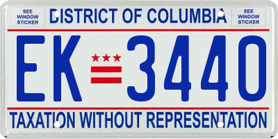 DC license plate EK3440